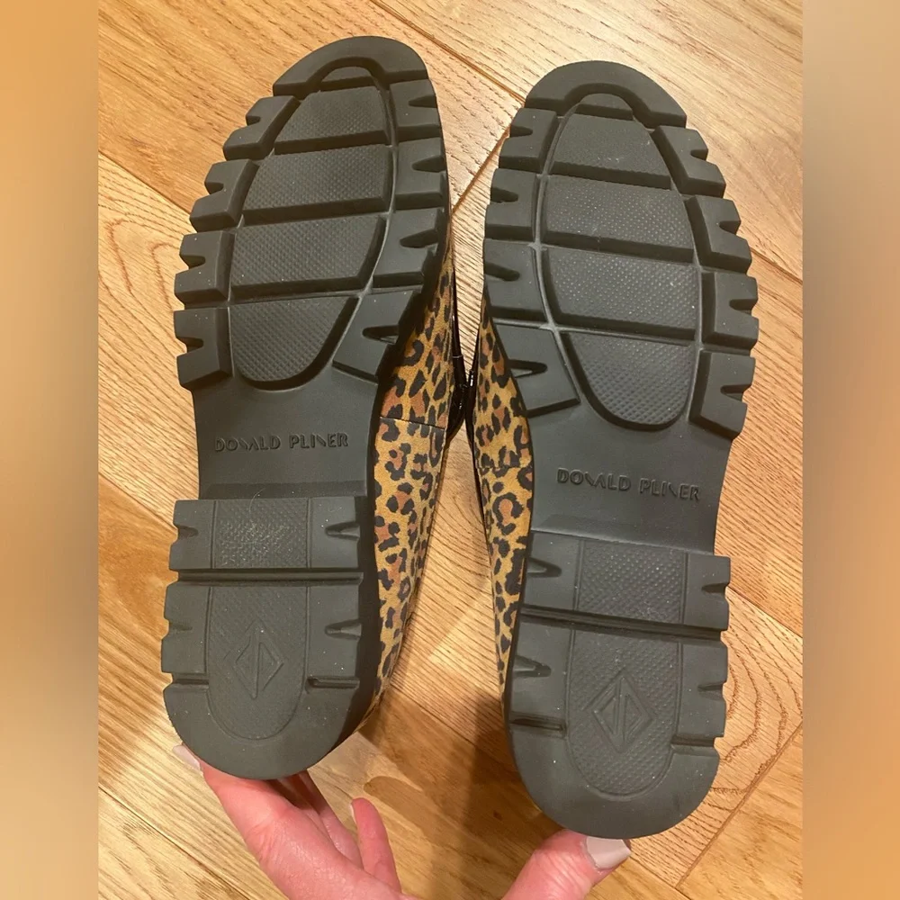 Donald Pliner Leopard Print Loafers Platform Lugged Black Tan Women’s 10M - Picture 5 of 6